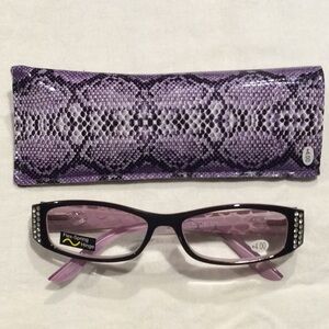 Purple Snake Print Reading Glasses & Case